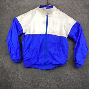 Vintage The Victor Windbreaker Jacket Mens M Full‎ Zip Blue White 80s 90s